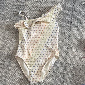 Roberta roller rabbit white  Colorful Heart Patterned One-Shoulder Swimsuit 4t/5